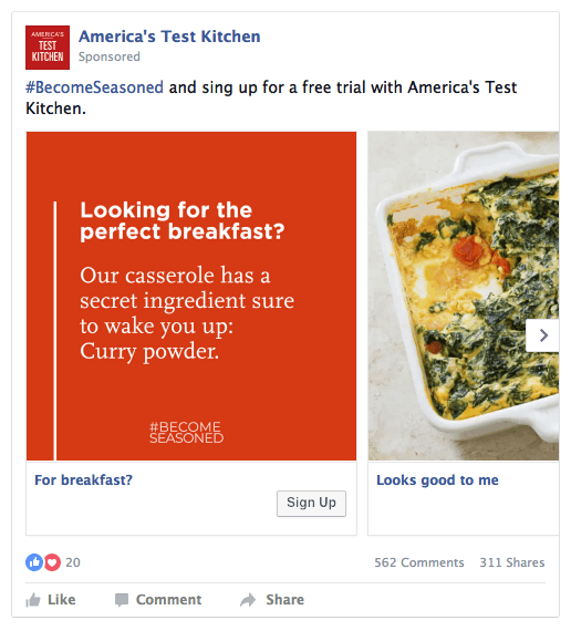 America's Test Kitchen social creative